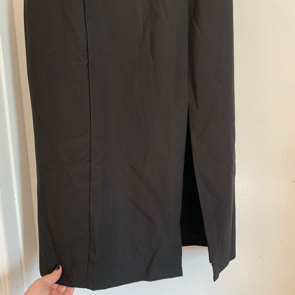 Lulus Little Black Midi Dress with Slit - Picture 4 of 5